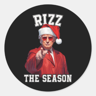 Sticker Rond Rizz La Saison Drôle Trump Noël Père Noël Pajama