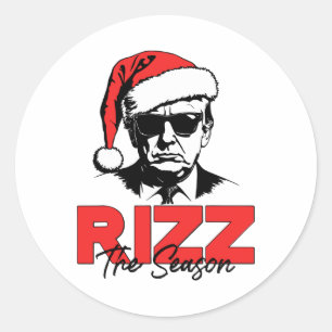 Sticker Rond Rizz La Saison Noël Humoristique Trump 2024 Sant