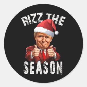 Sticker Rond Rizz La Saison Noël Trump Père Noël Pajama Xmas