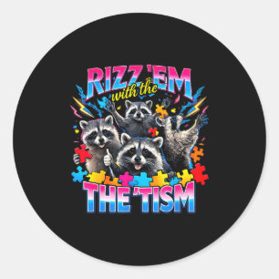 Sticker Rond Rizz les avec le tisme mème de raton laveur autist