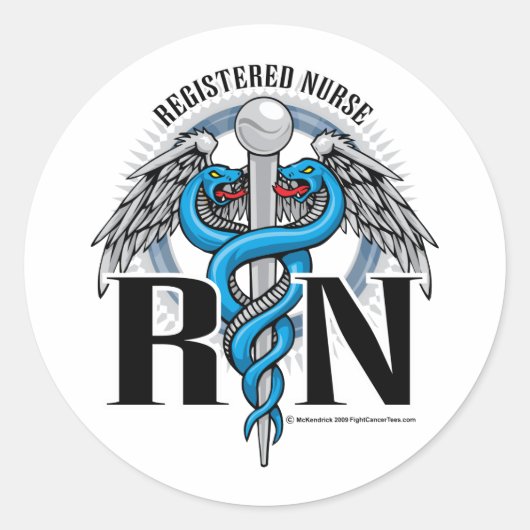 Sticker Rond RN Caduceus Blue (Devant)