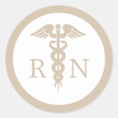 Sticker Rond RN Infirmière inscrite Caduceus Graduation minimal (Devant)