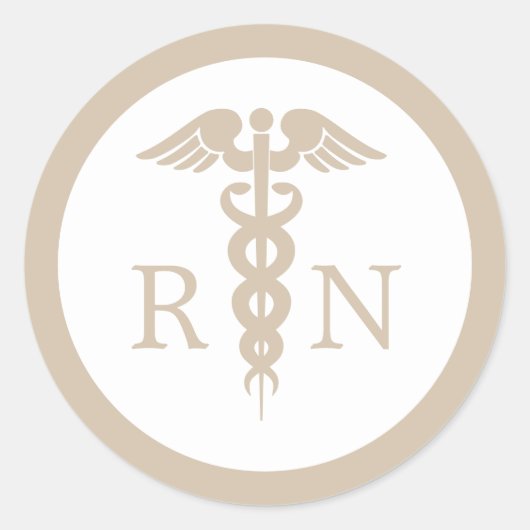 Sticker Rond RN Infirmière inscrite Caduceus Graduation minimal (Devant)