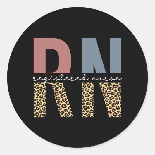 Sticker Rond RN Infirmière inscrite Cheetah Imprimer Graduation (Devant)