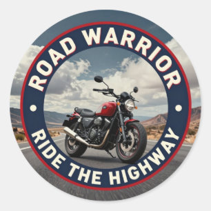 Sticker Rond 🛣️ Road Warrior Ride sur l'autoroute