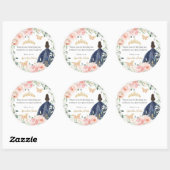 Sticker Rond Robe bleu bleu de la marine floue Quinceañera Swee (Feuille)