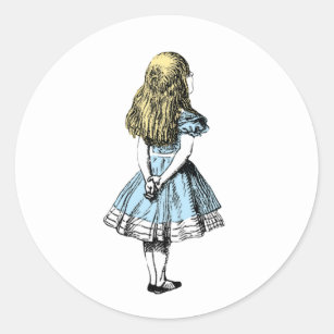 Sticker Rond Robe bleue du pays des merveilles vintage d'Alice