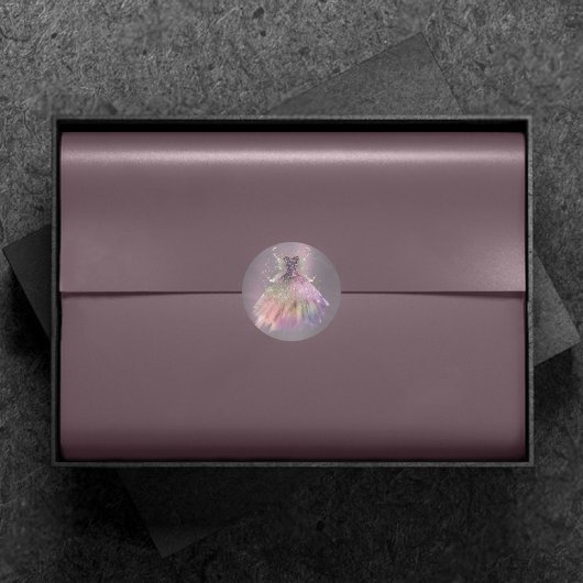 Sticker Rond Robe de bal de fée bohème | Teinte ombrée apaisée