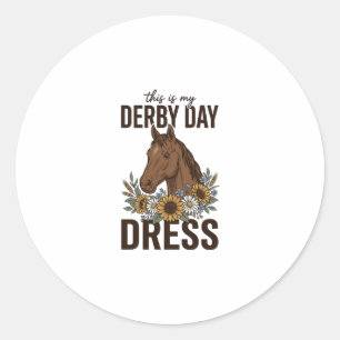 Sticker Rond Robe de jour de Derby vintage cheval floral concep
