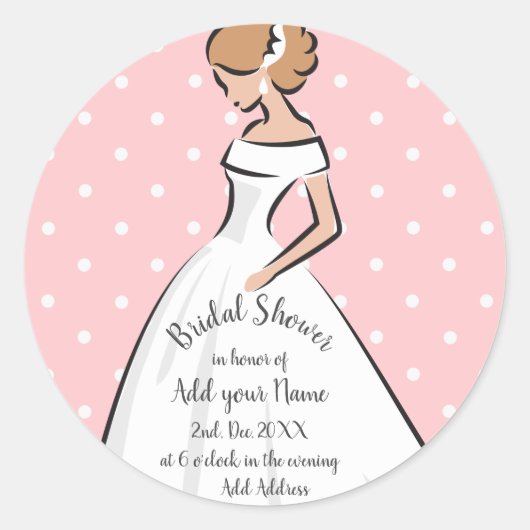 Sticker Rond Robe de mariage blanche pour la fête de mariage ro (Devant)