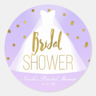 Sticker Rond Robe de mariage Lavande Rose et Or pour la douche