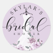 Sticker Rond Robe de mariée blanche aux fleurs de lavande Showe (Devant)