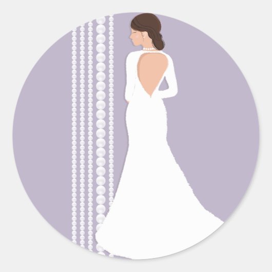 Sticker Rond Robe de mariée blanche moderne et bridal shower de (Devant)