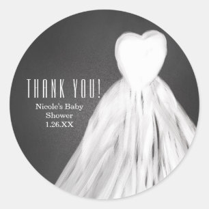 Sticker Rond Robe de mariée tableau noir Faveur de douche de ma