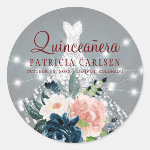 Sticker Rond Robe de princesse en diamant scintillant pour quin