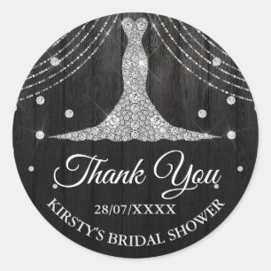 Sticker Rond Robe de soirée diamant noir argenté pour la douche