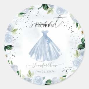 Sticker Rond Robe Douce 16 bleu roux