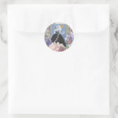 Sticker Rond Robe élégante femme bleue florale fantaisie  (Sac)