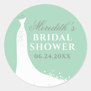 Sticker Rond Robe élégante verte menthe Shower de mariage