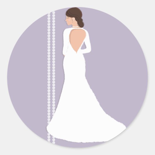 Sticker Rond Robe et Fête des mariées Mariage blanc moderne (Devant)
