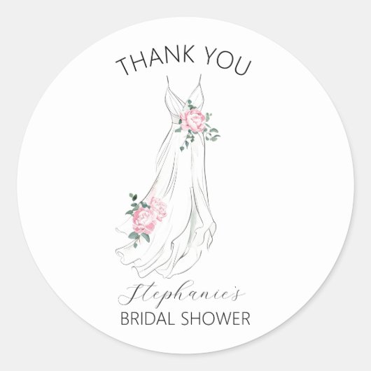 Sticker Rond Robe florale d'eucalyptus aquarelle pour la douche (Devant)