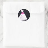 Sticker Rond Robe mariage avec Bouquet de fleurs tropicales ros (Sac)