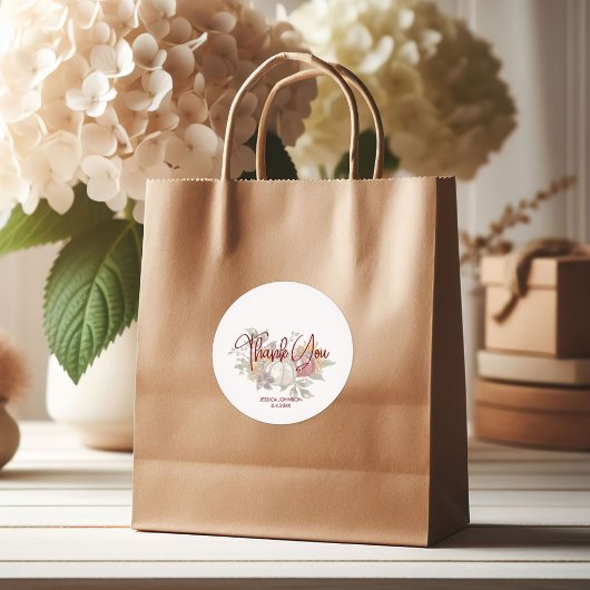 Sticker Rond Robe mariage Fête des mariées d'automne Merci