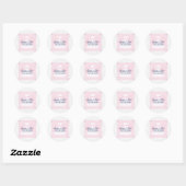 Sticker Rond Robe Mariage rose et blanc & dentelle fleurie Vint (Feuille)