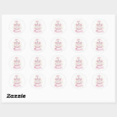 Sticker Rond Robe princesse rose Baby shower fille (Feuille)