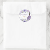 Sticker Rond Robe princière Lilac Floral Quinceañera (Sac)