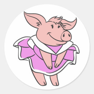 Sticker Rond Robe rose de porc choisir la couleur arrière - p
