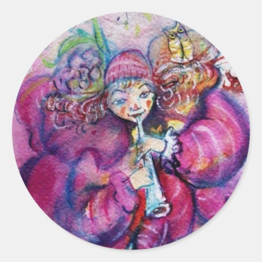 STICKER ROND ROBE ROSE MUSICALE (Devant)