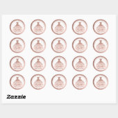 Sticker Rond Robe rose Parties scintillant or 16e anniversaire  (Feuille)