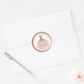 Sticker Rond Robe rose Parties scintillant or 16e anniversaire  (Enveloppe)