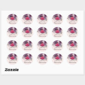 Sticker Rond Robe rose Quinceañera avec aquarelle violet (Feuille)