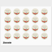 Sticker Rond Robe Rustique Mariage Rouge Poppy avec noms (Feuille)