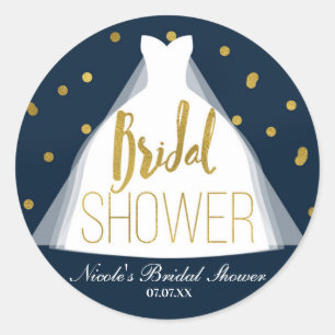 Sticker Rond Robes de mariée Confettis Mariage Baby Shower Bleu