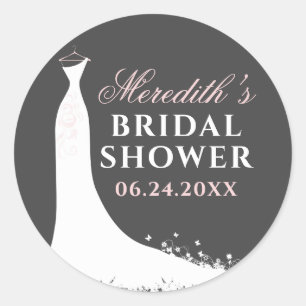 Sticker Rond Robes élégantes rose gris Shower de mariage