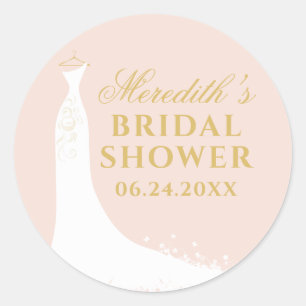 Sticker Rond Robes élégantes rose poudré et or pour la douche d