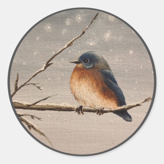 Sticker Rond Robin dans la neige (Devant)