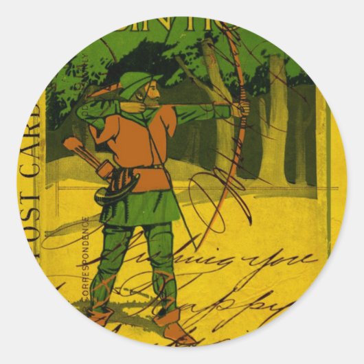 Sticker Rond Robin des Bois, son cou et sa flèche (Devant)