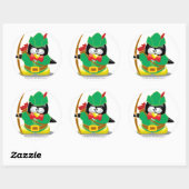 Sticker Rond Robin Hood Penguin (Feuille)