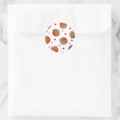 Sticker Rond Robin mignon et Red Hearts Design (Sac)