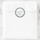 Sticker Rond Robin Oeuf Bleu Monogramme noir P Mariage Merci (Sac)