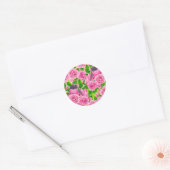 Sticker Rond Robin rose et rose (Enveloppe)