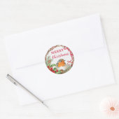 Sticker Rond Robin rustique Joyeux Noël Fêtes (Enveloppe)