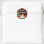 Sticker Rond Robin rustique Joyeux Noël Fêtes (Sac)
