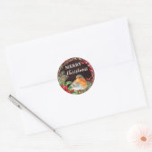 Sticker Rond Robin rustique Joyeux Noël Fêtes (Enveloppe)