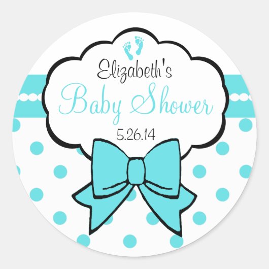 Sticker Rond Robins Bleu Oeuf Pois-Baby shower (Devant)