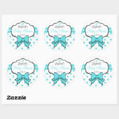 Sticker Rond Robins Bleu Oeuf Pois-Baby shower (Feuille)